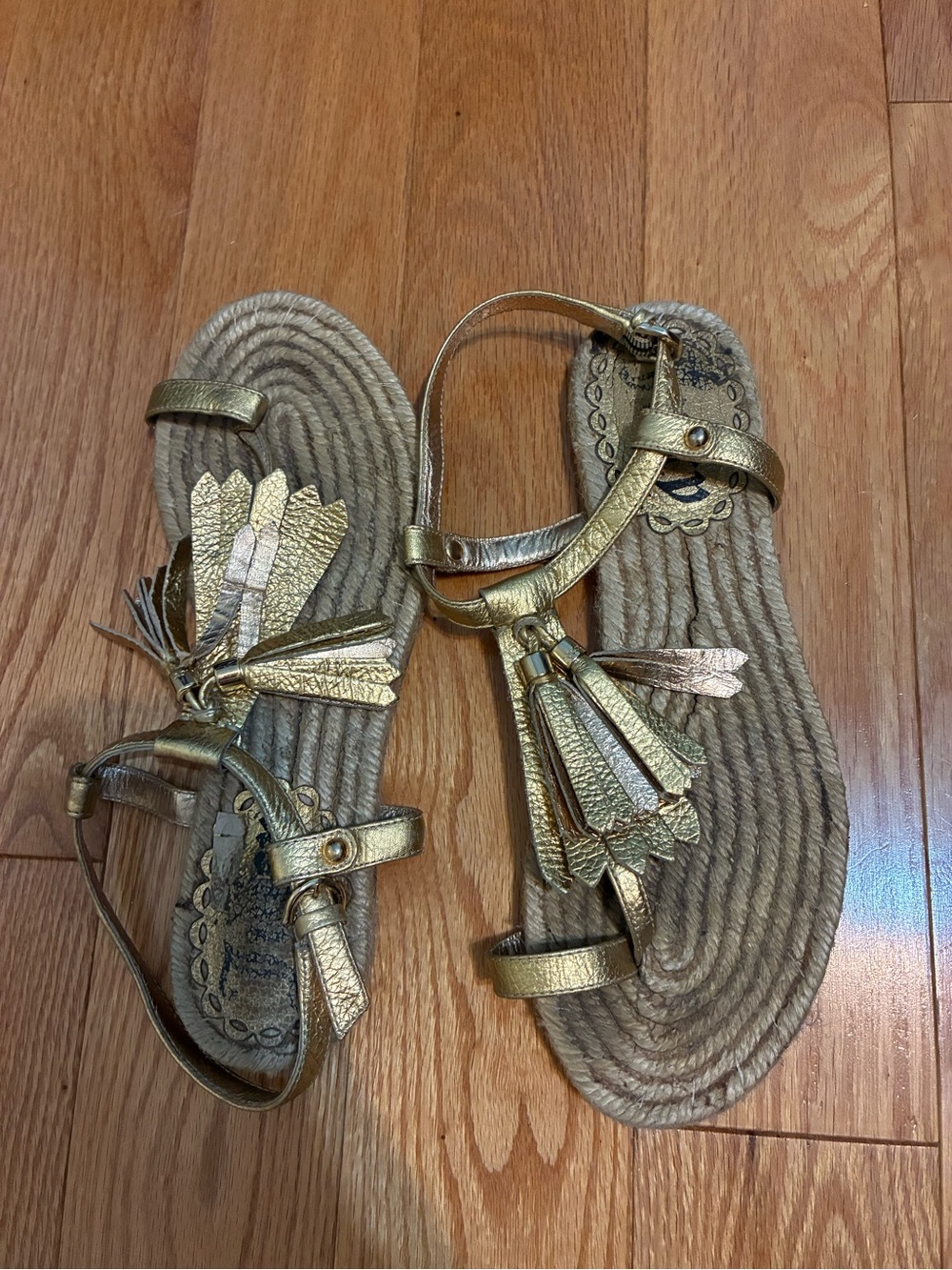 Juicy Couture Metallic Gold Tassel Flat Sandals